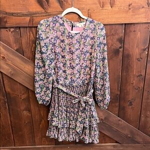 Boden Floral Tiered Long-Sleeve Dress